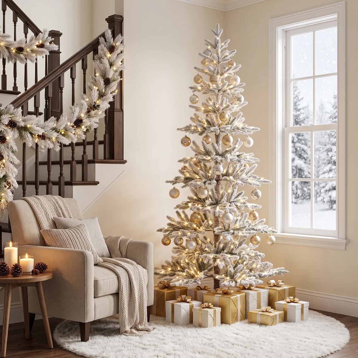 The Holiday Aisle Johvan Frosted Pre-Lit Pine Christmas Tree best sparse christmas trees