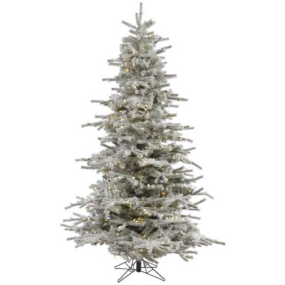 The Holiday Aisle Sierra White Fir Artificial Christmas Tree with Clear/White Lights best flocked christmas trees sale