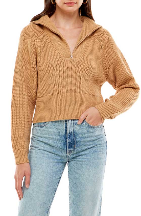 Wayf Nelle Half Zip Pullover Camel best black friday sale