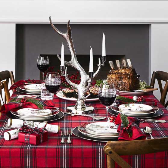 Williams Sonoma Home Classic Tartan Plaid Tablecloth red christmas tablecloths
