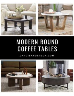 Lifestyle expert, journalist and interior design blogger Candie Anderson of candieanderson.com has the scoop on the best modern round coffee tables in the top interior design styles and trends.