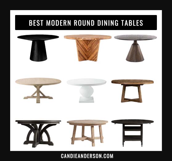Entertaining expert, journalist and interior design blogger Candie Anderson of candieanderson.com has the scoop on 20 of the best modern round dining tables in every top interior design style and trend.