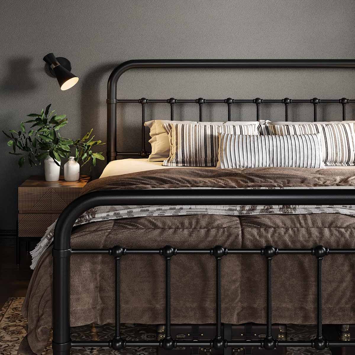 Allewie Victorian Metal Platform Bed best iron beds