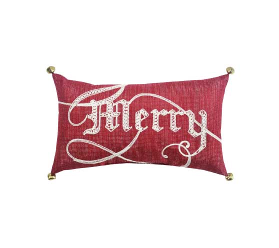 Comfy Hour Merry Lumbar Throw Pillow christmas lumbar throw pillows