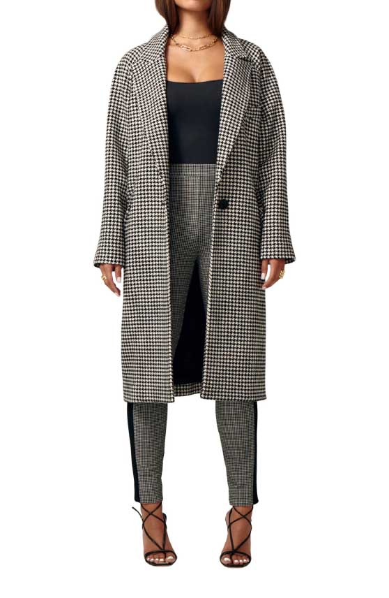 LITA by Ciara Houndstooth Jersey Everything Coat Black Houndstooth coats best coats