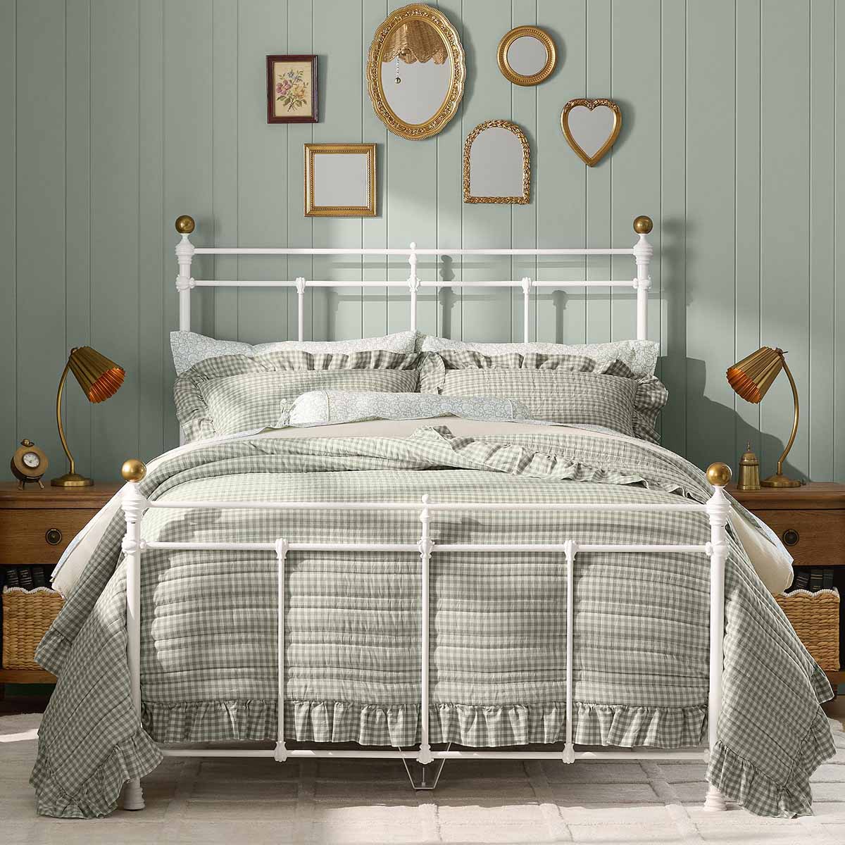 PBteen Chris Loves Julia Iron Bed Simply White Brass best iron beds