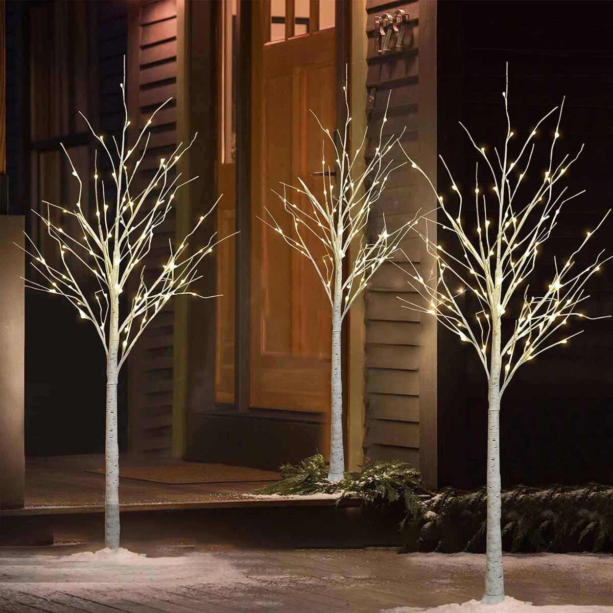 The Holiday Aisle 4FT & 5FT & 6FT Lighted Artificial Birch Christmas Tree Set best faux birch christmas trees