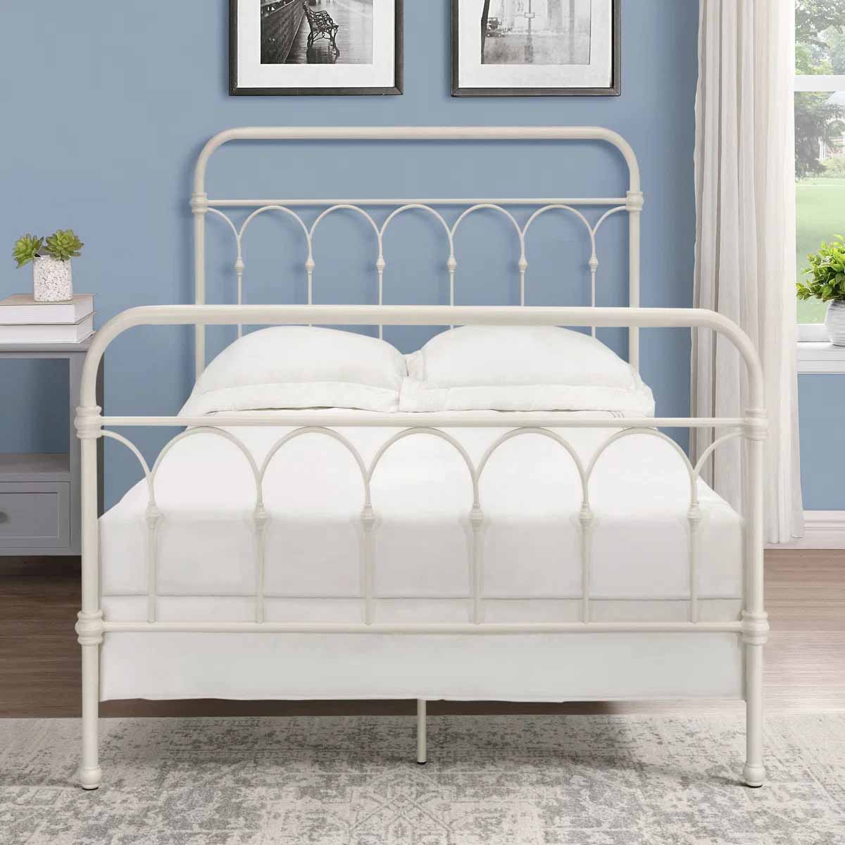 Three Posts Copake Open-Frame Bed White best iron beds