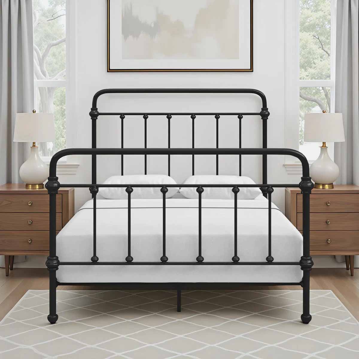 Three Posts Metal Slat Bed best iron beds