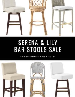Lifestyle expert, journalist and interior design blogger Candie Anderson of candieanderson.com has the scoop on 15 of the best Serena & Lily bar stools on sale! They're available in a variety of styles - from rattan to beautiful fabrics, solid colors, lovely patterns and gorgeous leather!