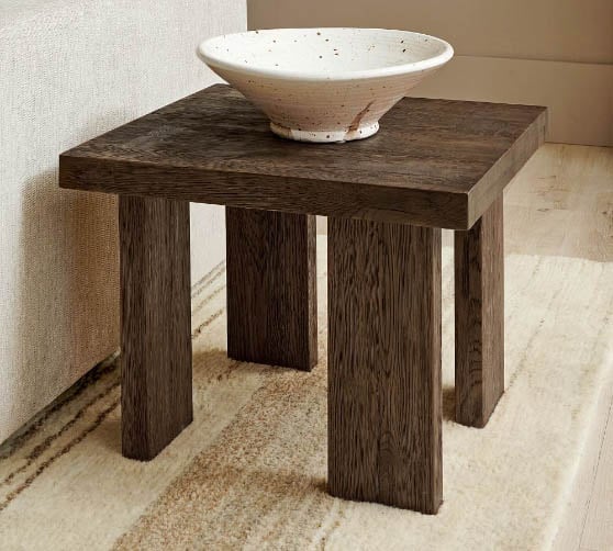 Pottery Barn Apollo 24" Side Table Spiced Brown Finish best rustic side tables