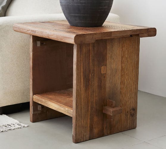 Pottery Barn Easton 24" Reclaimed Wood End Table Weathered Elm best rustic side tables