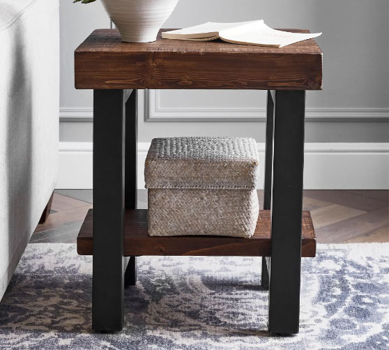 Pottery Barn Griffin 19 Reclaimed Wood End Table best rustic side tables