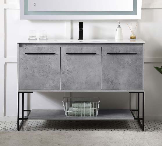 Pottery Barn Kinley 48" Single Sink Vanity with Doors Concrete Gray best modern concrete bathroom vanities