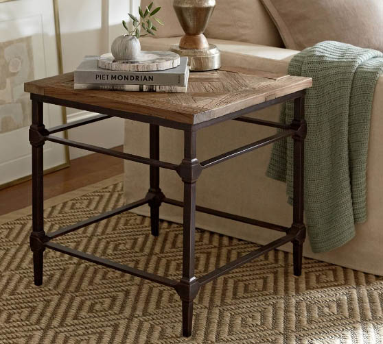 Pottery Barn Parquet 23.5" Reclaimed Wood End Table best rustic side tables