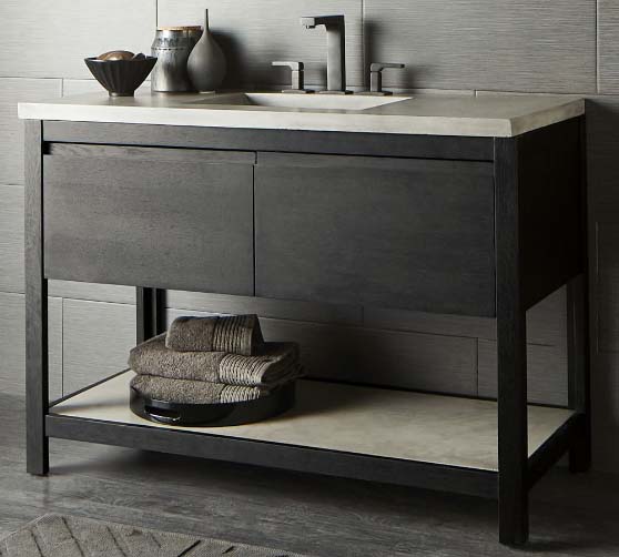 Pottery Barn Rilen 48" Handcrafted Single Sink Vanity Black Midnight Ash best concrete top bathroom vanities