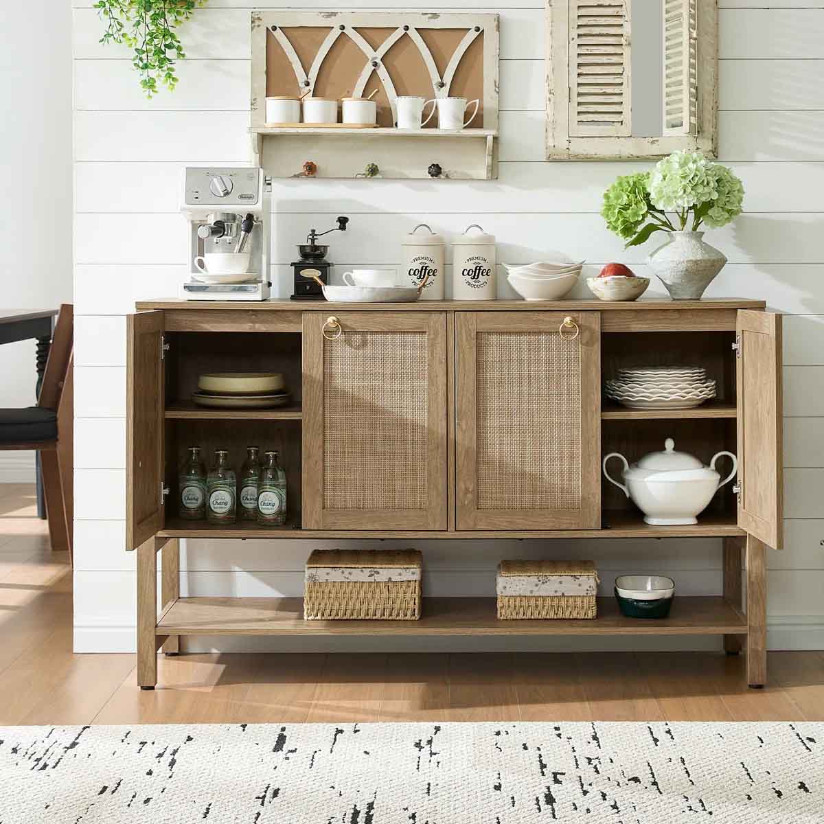 Bayou Breeze Pomodoro Sideboard Carbon Cherry Finish best cane sideboards entertaining