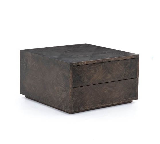 Pottery Barn Burnette 27.5" Cube Storage Coffee Table parquet storage coffee tables