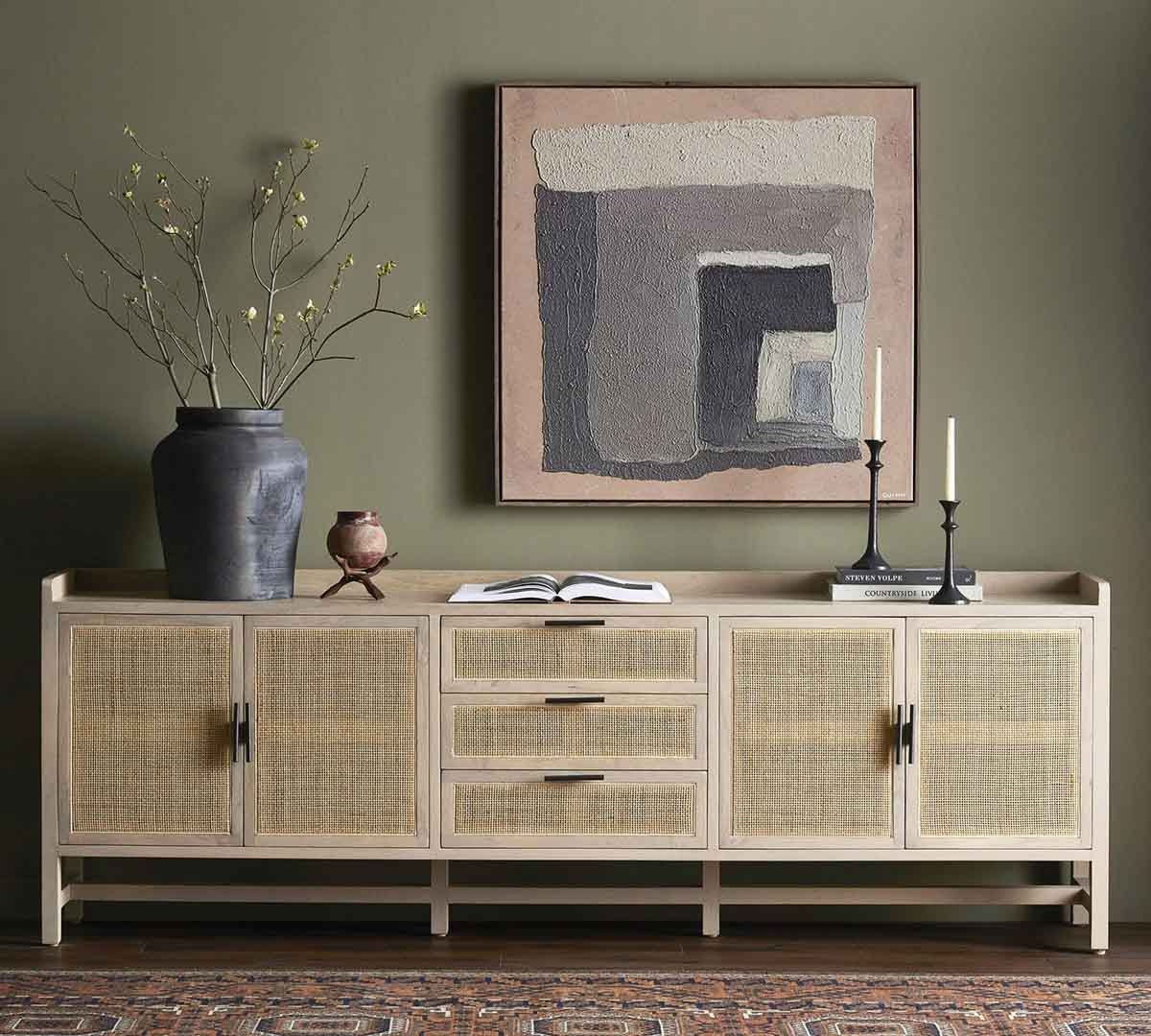 Pottery Barn Dolores Wide Cane Buffet (96) Natural best cane sideboards