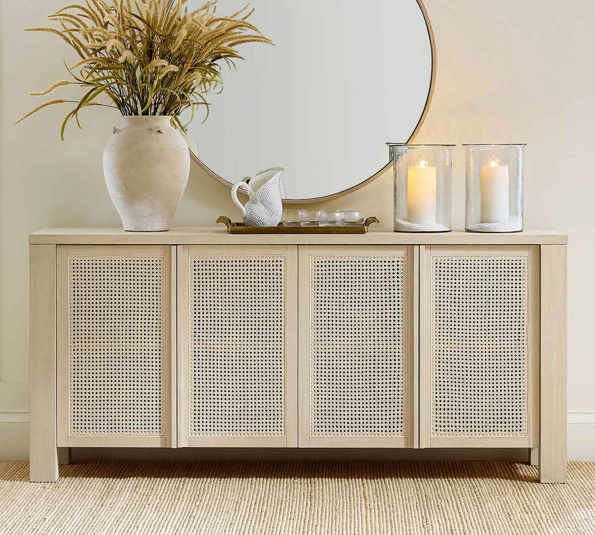 Pottery Barn Marina Cane Buffet (72) White Sand cane sideboards best