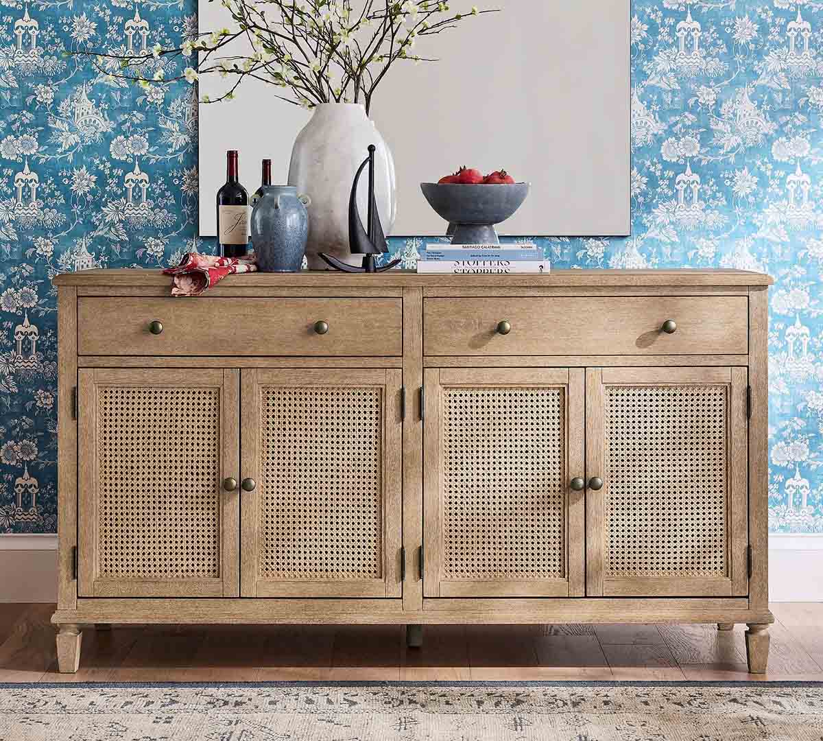Pottery Barn Sausalito Cane Buffet (66) Seadrift best cane sideboards