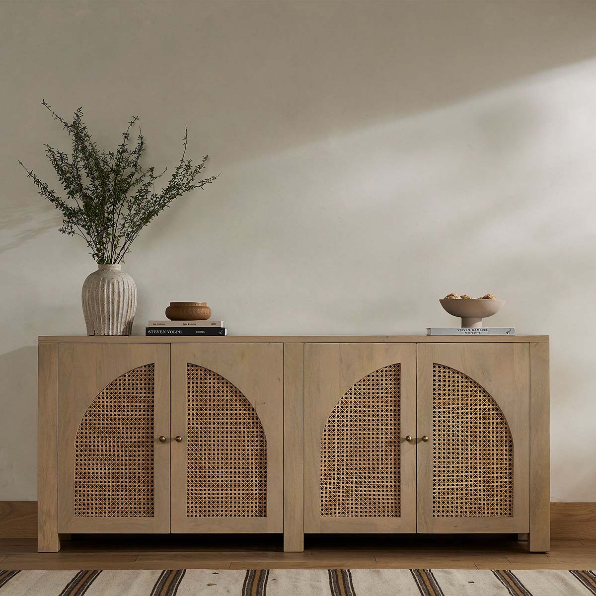 West Elm Cane Arches Buffet (78) Natural best cane sideboards