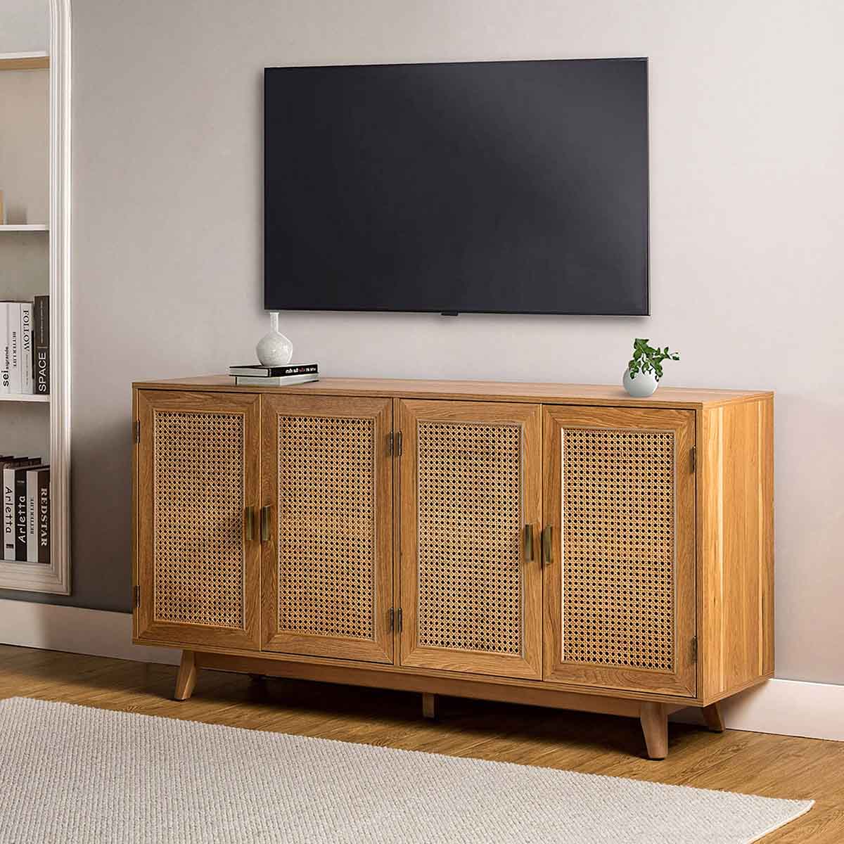 World Market Interlaken Wood and Cane Media Stand cane sideboards best