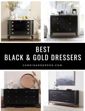 Lifestyle expert, journalist and interior design blogger Candie Anderson of candieanderson.com has the scoop on 15 of the best black and gold dressers in the top interior design styles and trends.