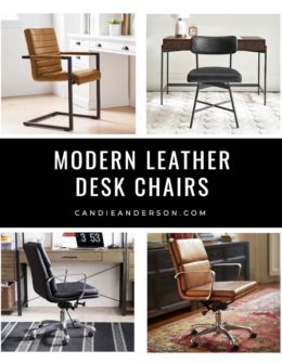 Lifestyle expert, journalist and interior design blogger Candie Anderson of candieanderson.com has the scoop on 20 of the best modern leather desk chairs in the top interior design styles and trends.