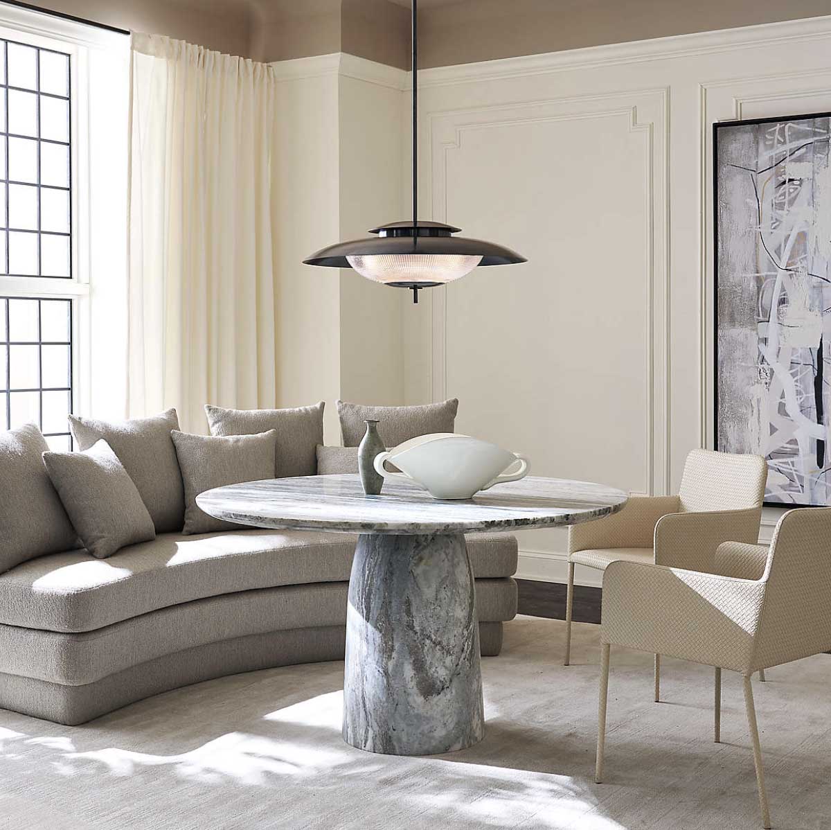 CB2 Babylon 54" Round Marble Dining Table best round marble dining tables