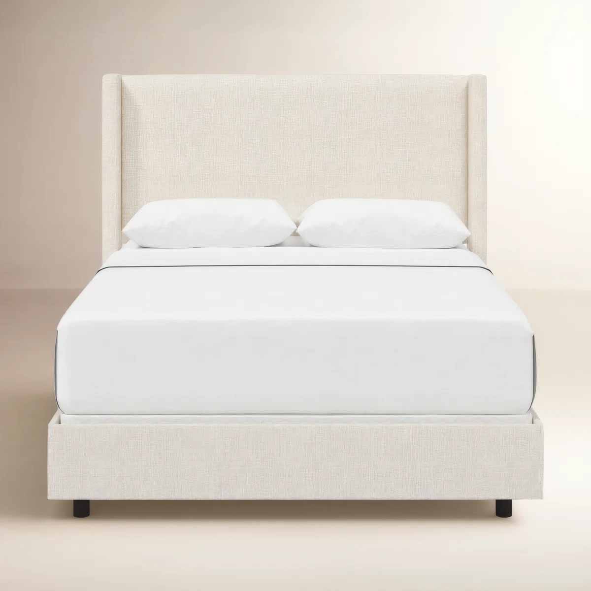 Joss & Main Hanson Upholstered Wingback Bed Classic Talc Linen upholstered wingback beds best