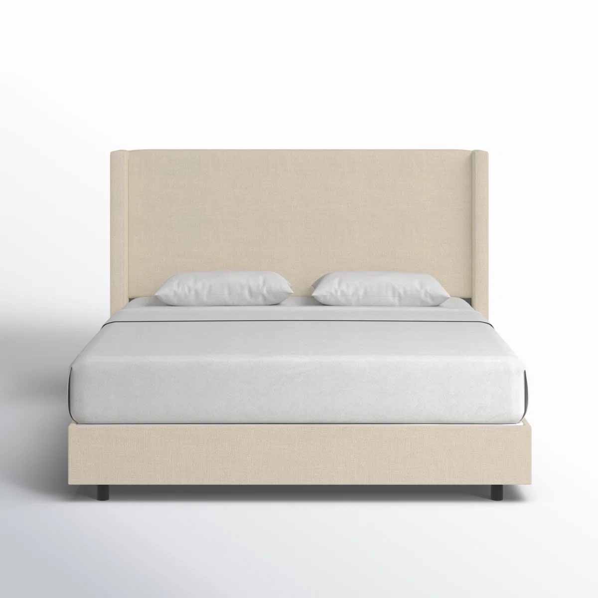 Joss and Main Hanson Upholstered Wingback Bed Classic Linen Linen best upholstered wingback beds