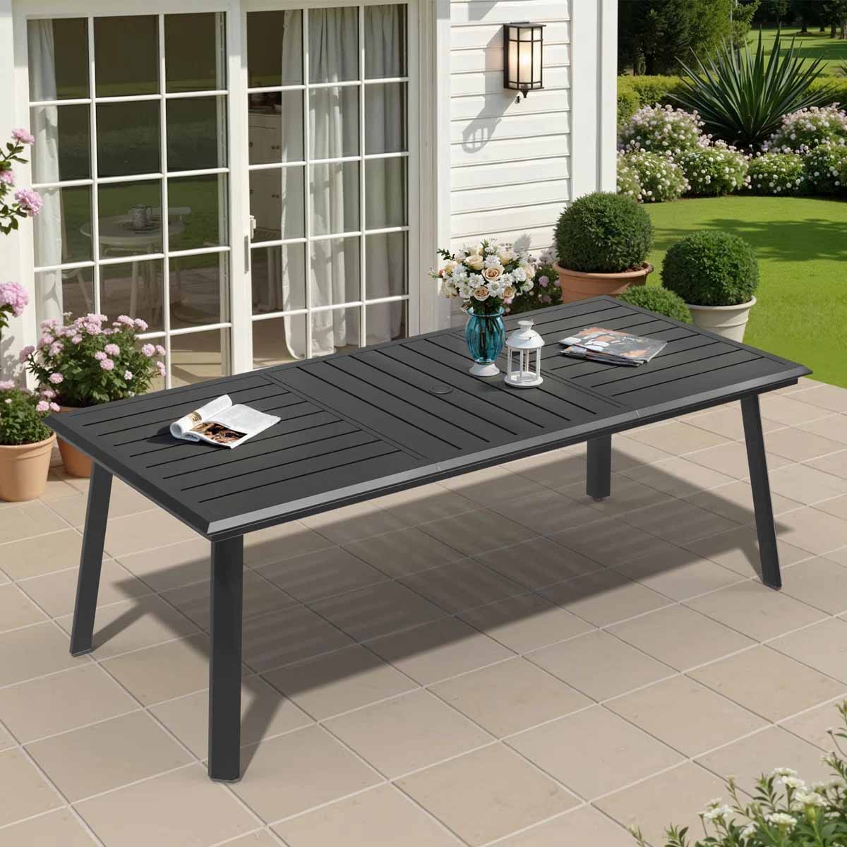 Latitude Run Rajni Rectangular Aluminum Outdoor Dining Table best outdoor dining tables