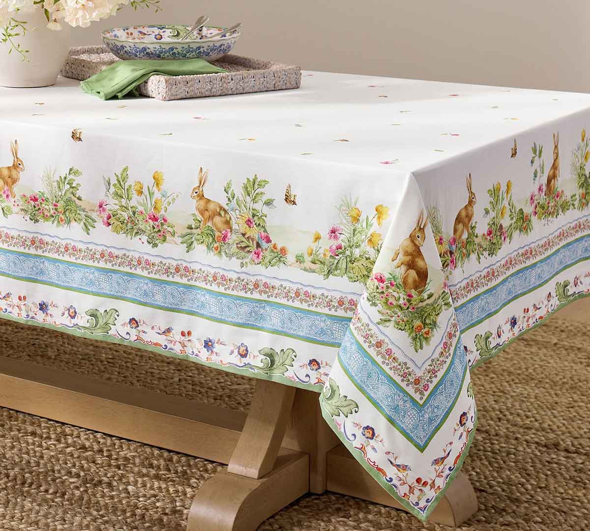 Pottery Barn Botanical Bunny Tablecloth best easter tablecloths