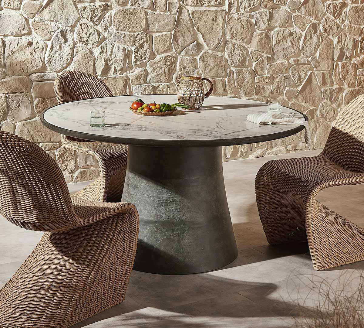 Pottery Barn Darlyn Marble Round Outdoor Dining Table (42 - 55) best round marble dining tables