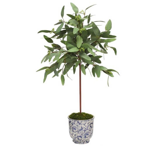 Pottery Barn Faux Long Eucalyptus In Cachepot best faux eucalyptus trees