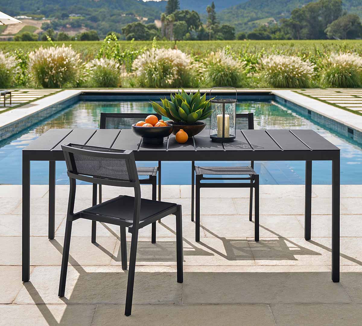 Pottery Barn Fiji Metal Rectangular Outdoor Dining Table (72) Black best outdoor metal dining tables