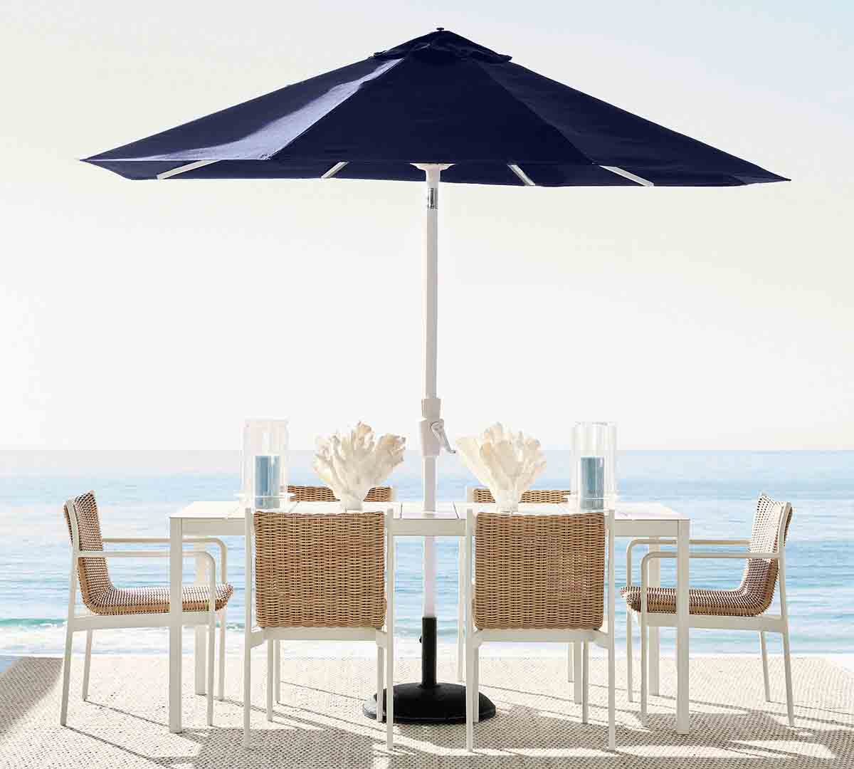 Pottery Barn Fiji Metal Rectangular Outdoor Dining Table (72) Warm White best outdoor metal dining tables
