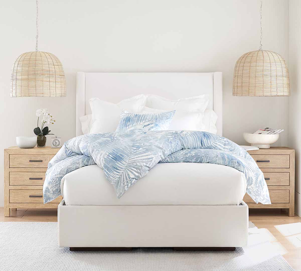 Pottery Barn Harper Non-Tufted Upholstered Storage Platform Bed upholstered wingback beds bedroom best