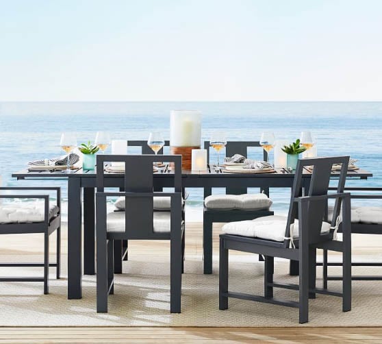 Pottery Barn Indio 60 Metal Extending Dining Table, Slate best outdoor metal dining tables