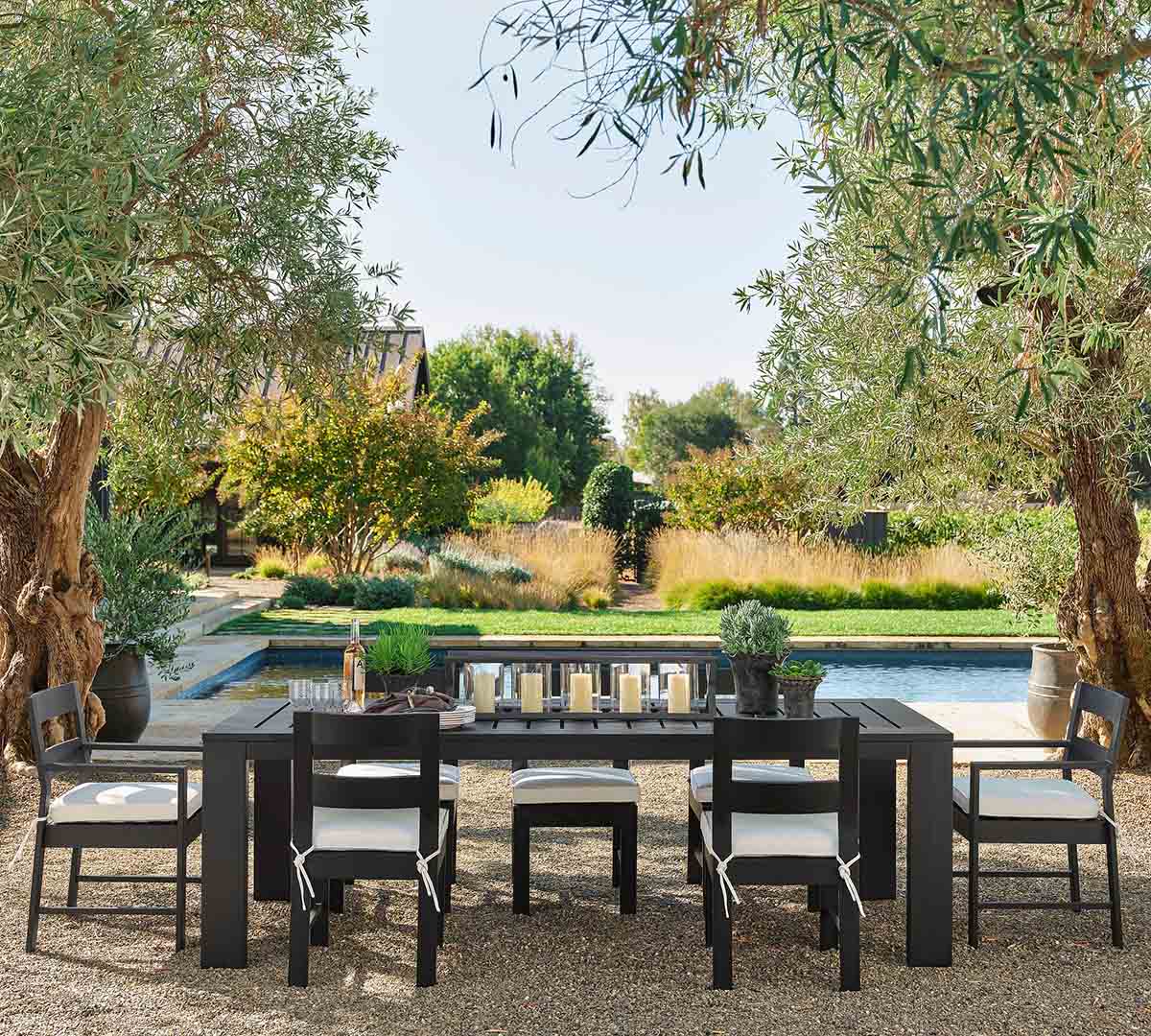 Pottery Barn Malibu Metal Grand Outdoor Dining Table (98") best outdoor metal dining tables