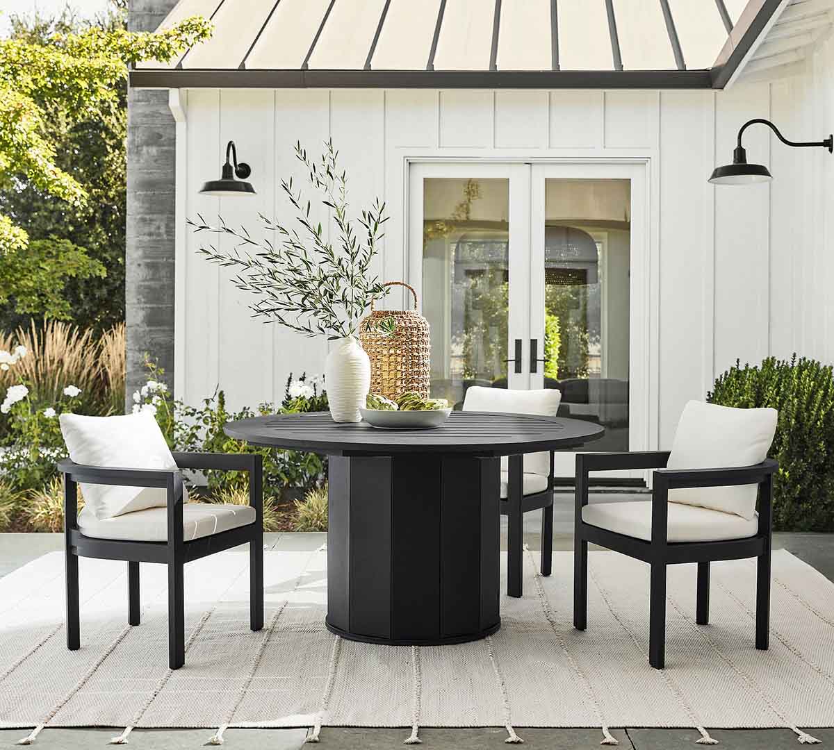 Pottery Barn Malibu Metal Round Outdoor Grand Dining Table best outdoor metal dining tables