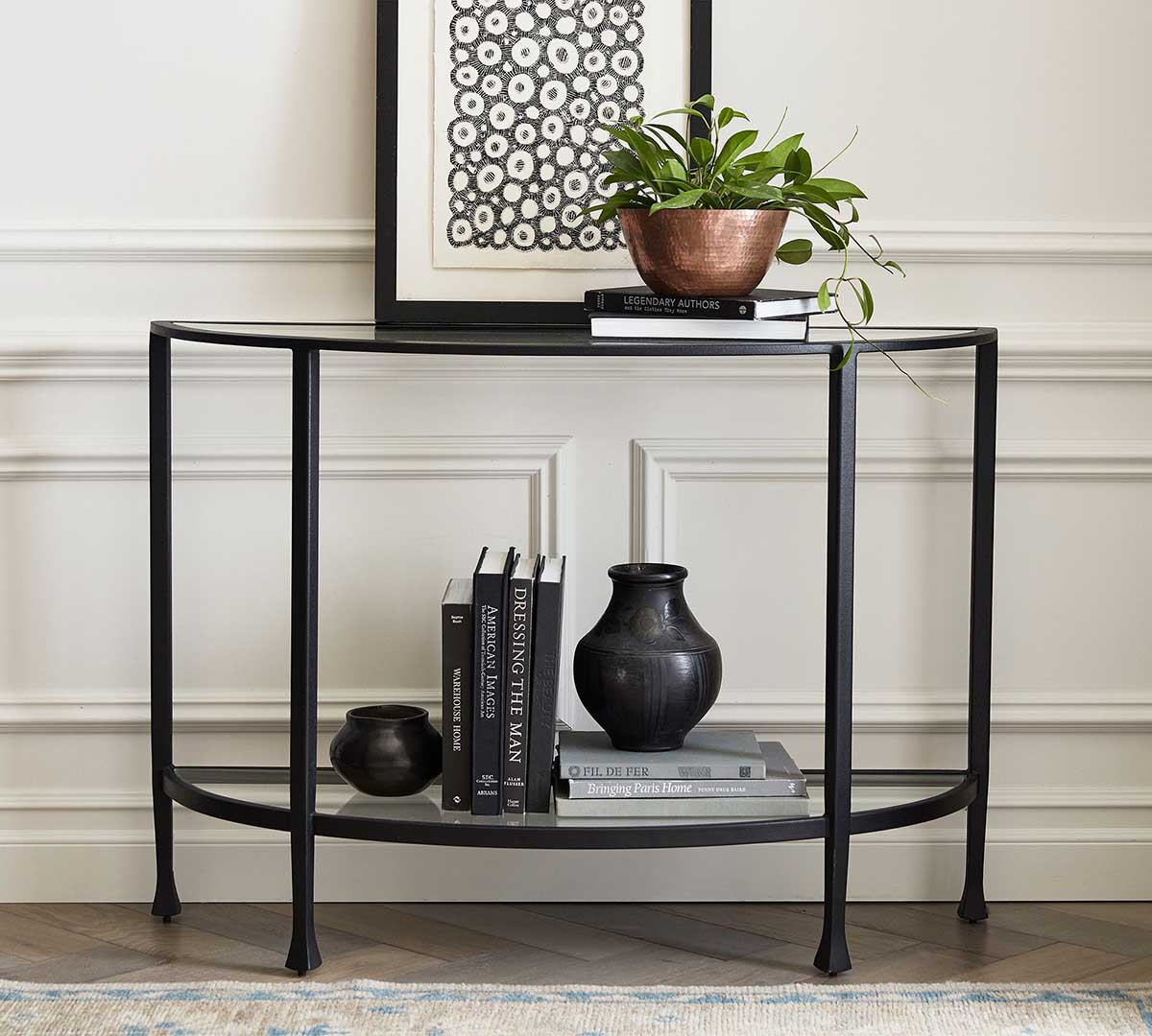 Pottery Barn Tanner Demilune Console Table (42) best black console tables