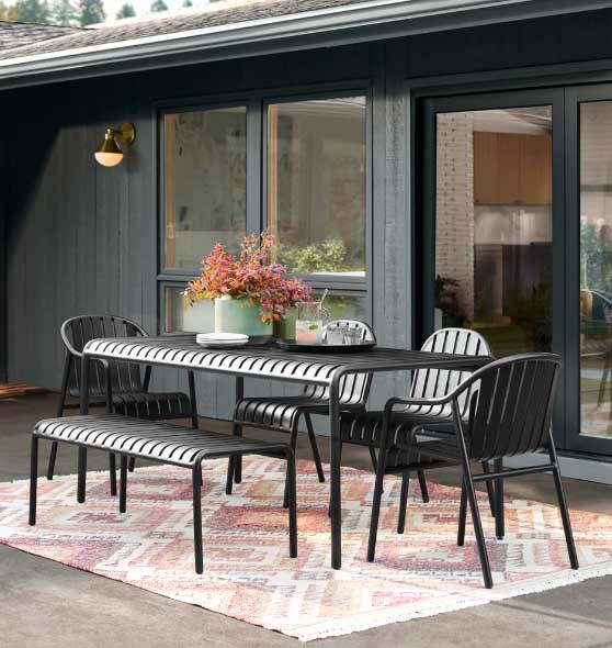 Rejuvenation SWANSON DINING TABLE Matte Black best outdoor metal dining tables