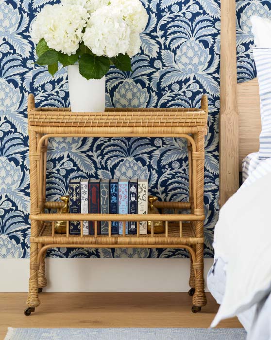 Serena and Lily South Seas Side Cart Natural best rattan bar carts