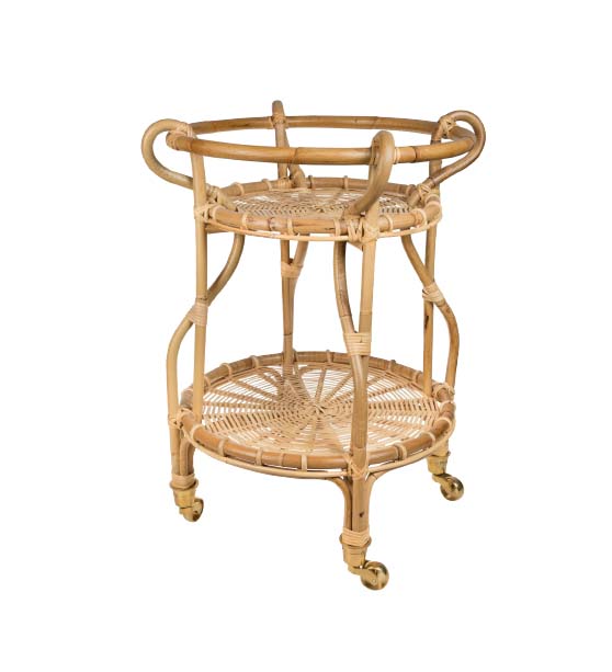 Sika Design Franco Albini 21.7'' Wide Circular:Round Bar Cart best small vintage inspired rattan bar carts