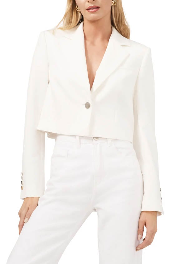 Vince Camuto Washed Twill Crop Blazer New Ivory best white blazers