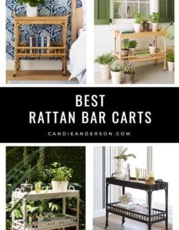 Lifestyle expert, journalist and interior design blogger Candie Anderson of candieanderson.com has the scoop on 20 of the best rattan bar carts in the top interior design styles and trends.