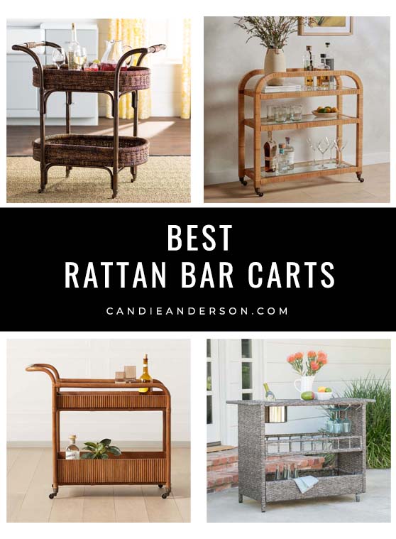 Lifestyle expert, journalist and interior design blogger Candie Anderson of candieanderson.com has the scoop on 20 of the best rattan bar carts in every design style and trend!