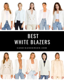 Style expert, journalist and fashion blogger has the scoop on 20 of the best white blazers and jackets in a variety of styles just in time for spring! They are perfect for the office, after work, the weekend and more. You can pair them with jeans, trousers, skirts and with dresses.
